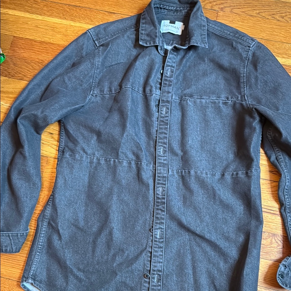 Top man Gray Button-Up Shirt